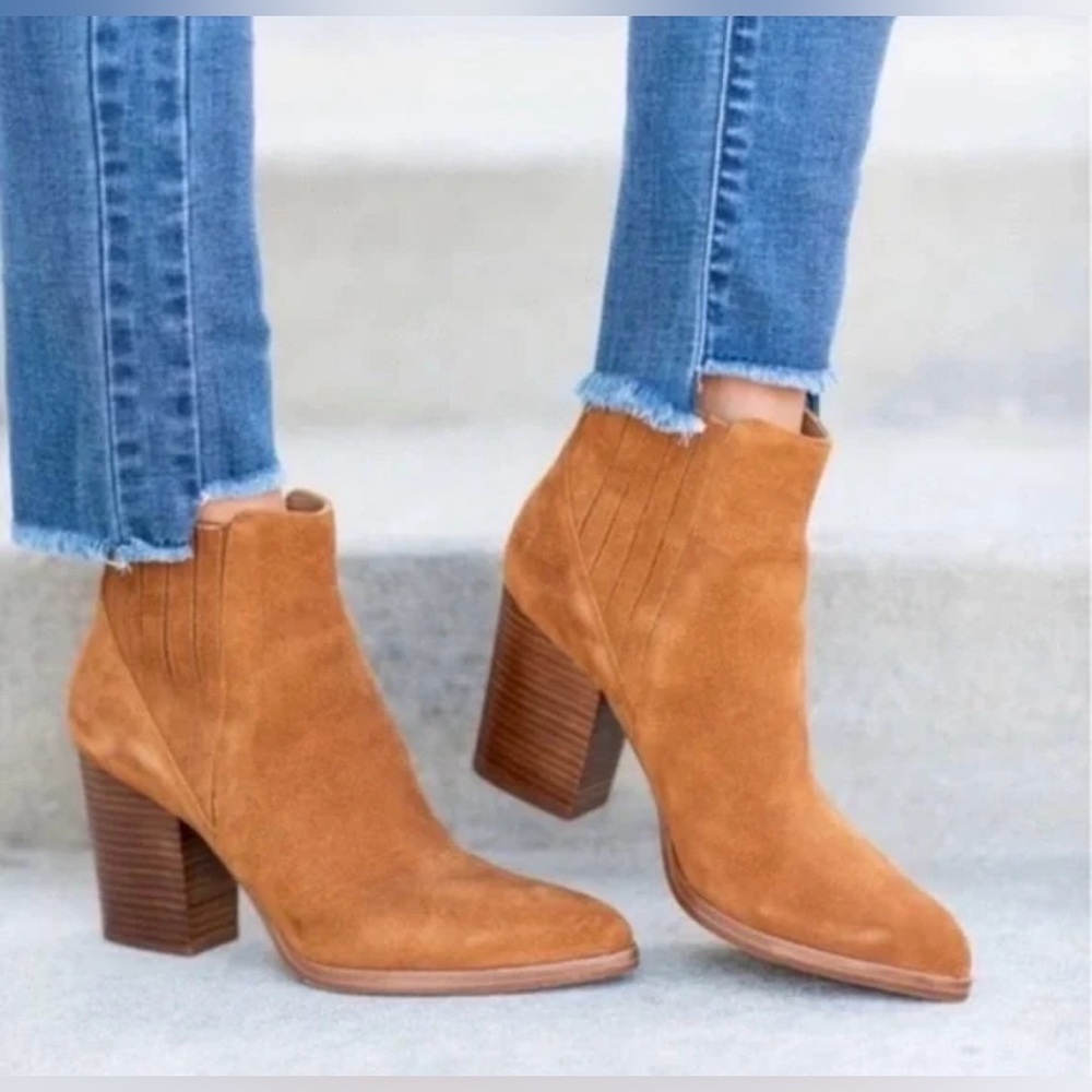 Marc Fisher Camel Suede Ankle Booties